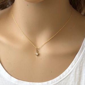 14K Solid Gold Mini Charm Pendant Dainty Necklace